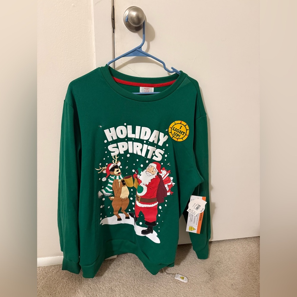 Holiday Time Green Holiday Spirits Sweater